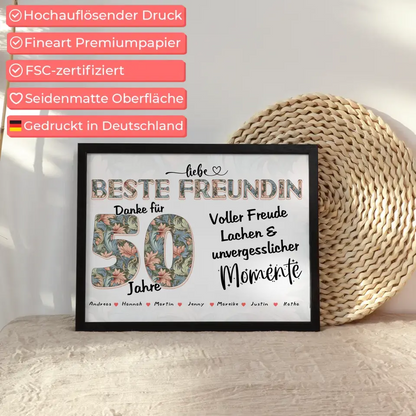 Beste Freundin 40 Geburtstag Geschenk Personalisiert Fotocollage