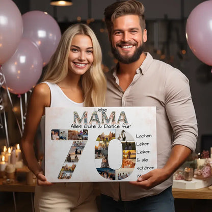 Fotocollage Leinwand zum 70 Geburtstag für Mama Geschenkidee mit Fotos