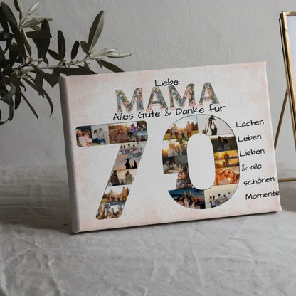 Fotocollage Leinwand zum 70 Geburtstag für Mama Geschenkidee mit Fotos