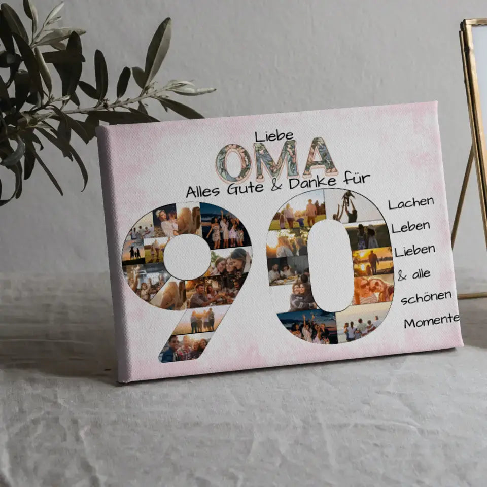 Personalisierte Leinwand zum 90 Geburtstag für Oma Schöne Momente