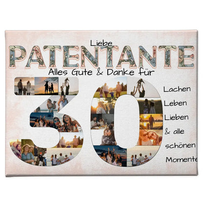 Patentante Fotocollage Leinwand zum 30 Geburtstag mit Fotos