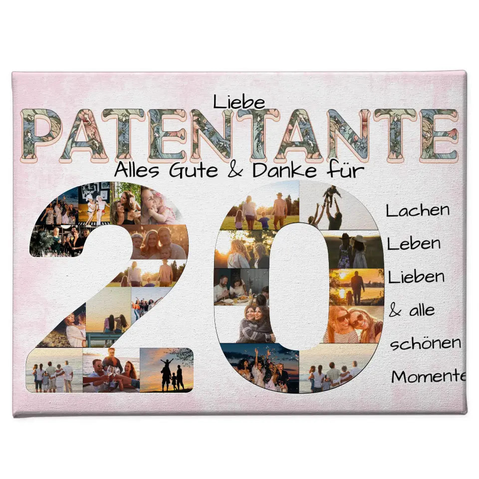 Personalisierte Leinwand zum 20 Geburtstag für Patentante Alles Gute Fotocollage