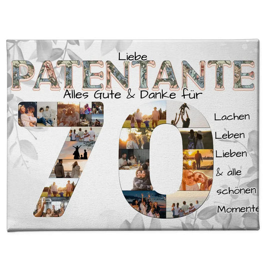 Leinwand Geschenk zum 70 Geburtstag für Patentante Fotos in Zahlen 1
