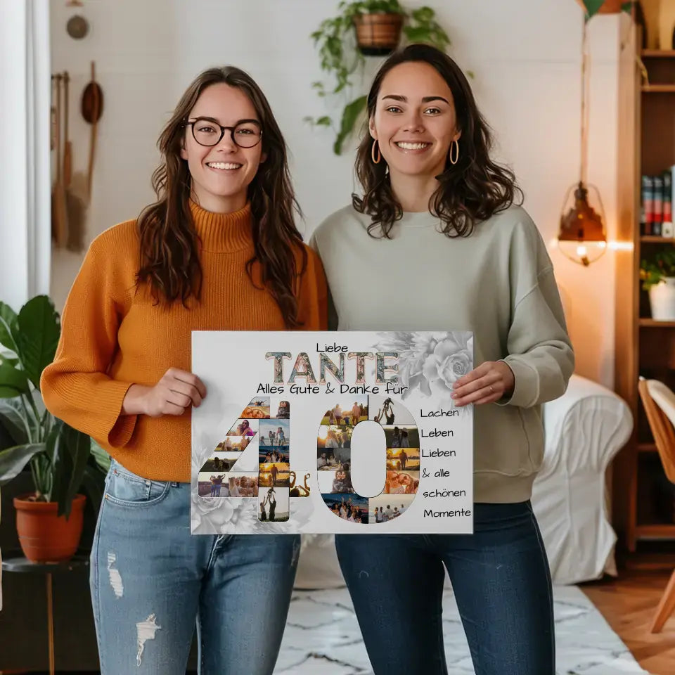 Leinwand Fotocollage 40 Geburtstag für Tante Fotos in Zahlen