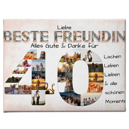 Fotocollage Leinwand zum 40 Geburtstag für Beste Freundin Geschenkidee