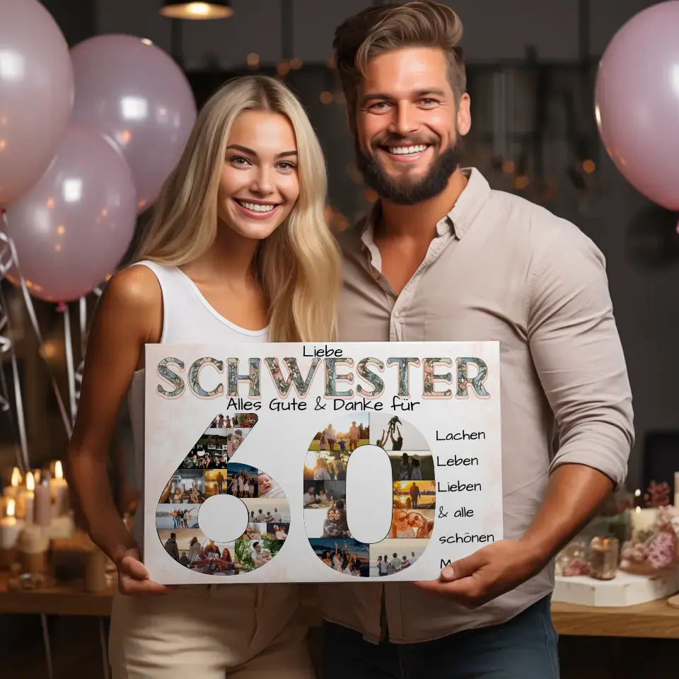 Schwester Geschenk zum 60 Geburtstag mit Fotos