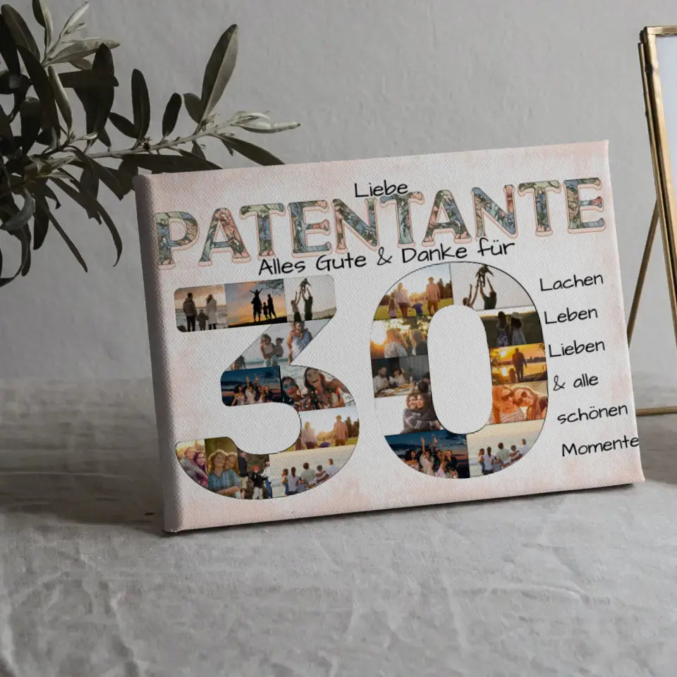 Patentante Fotocollage Leinwand zum 30 Geburtstag mit Fotos