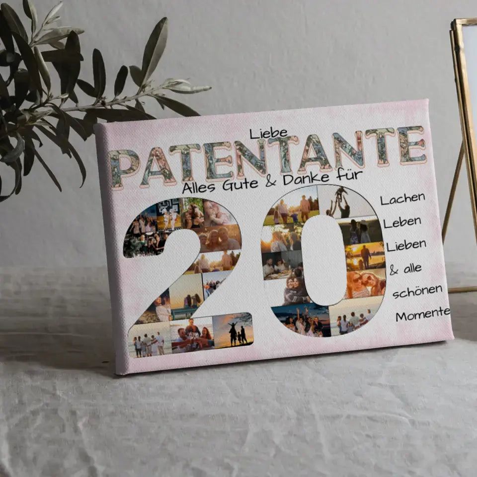 Personalisierte Leinwand zum 20 Geburtstag für Patentante Alles Gute Fotocollage