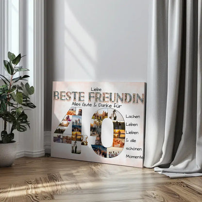 Fotocollage Leinwand zum 40 Geburtstag für Beste Freundin Geschenkidee