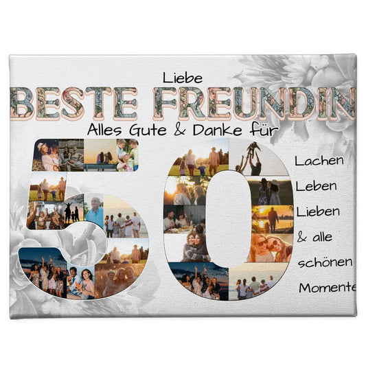 Leinwand Fotocollage 50 Geburtstag für Beste Freundin Alles Gute 1