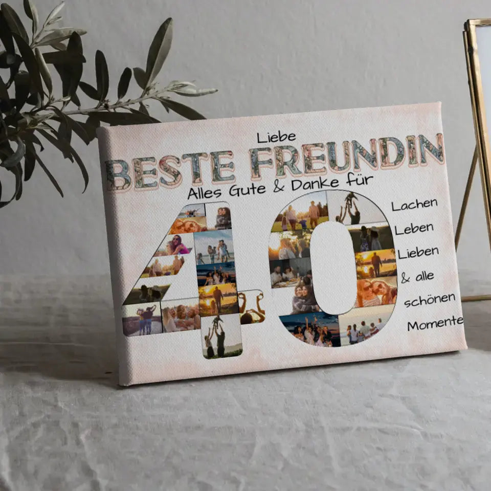 Fotocollage Leinwand zum 40 Geburtstag für Beste Freundin Geschenkidee