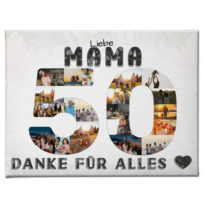 50 Geburtstag Leinwand Geschenk Mama Danke für Alles Fotocollage