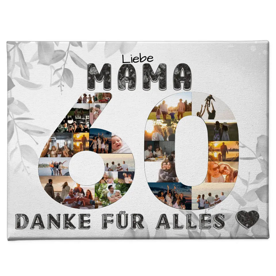 60 Geburtstag Personalisierte Leinwand für Mama Fotocollage