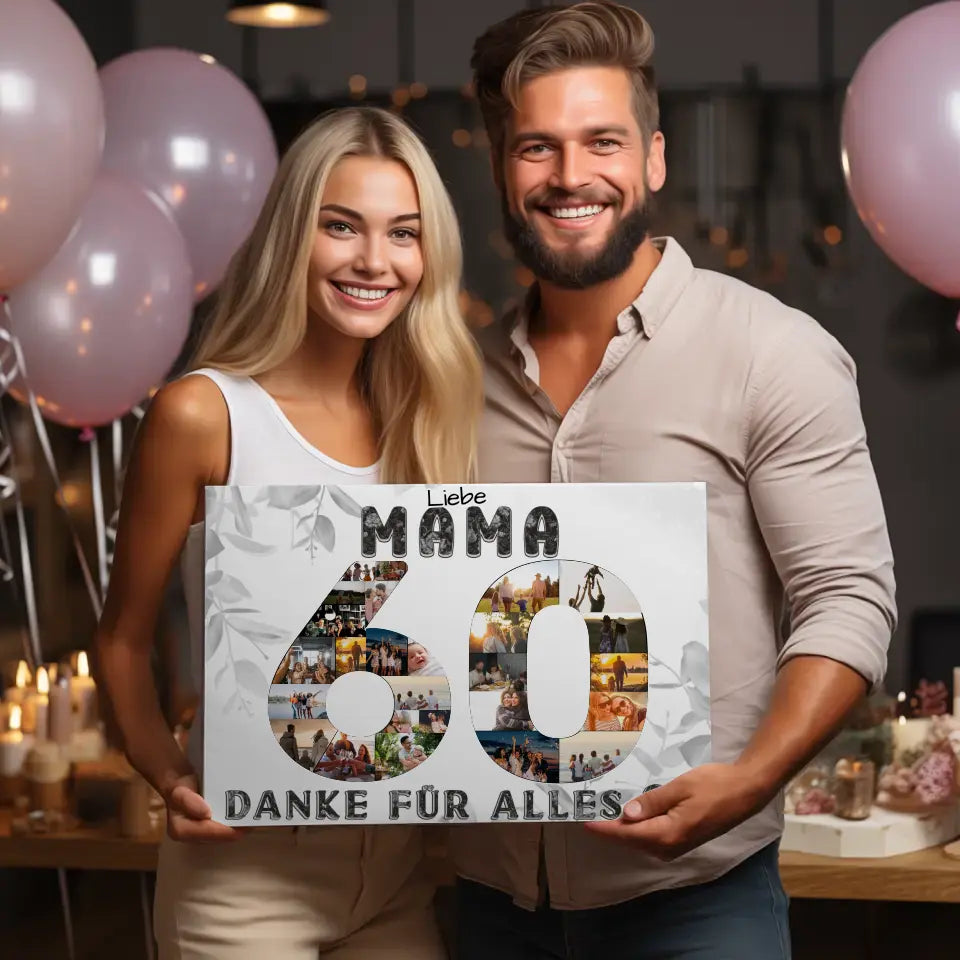 60 Geburtstag Personalisierte Leinwand für Mama Fotocollage