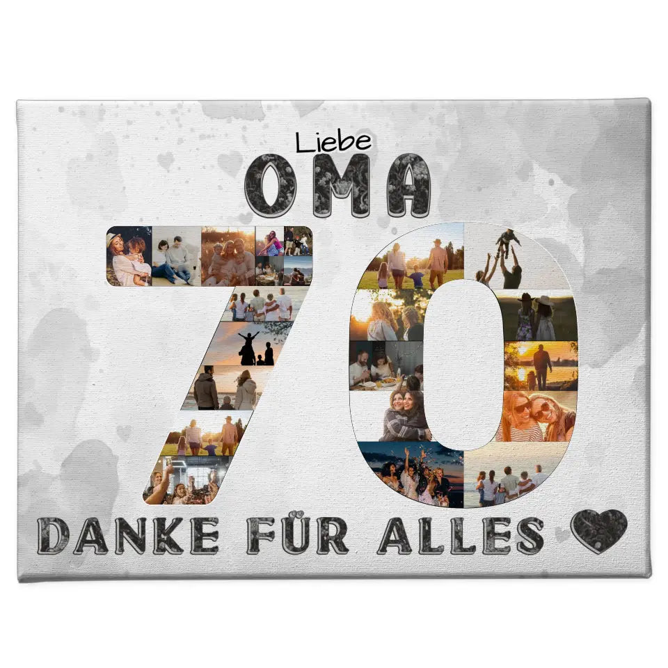 70 Geburtstag Geschenk für Oma Personalisierte Leinwand