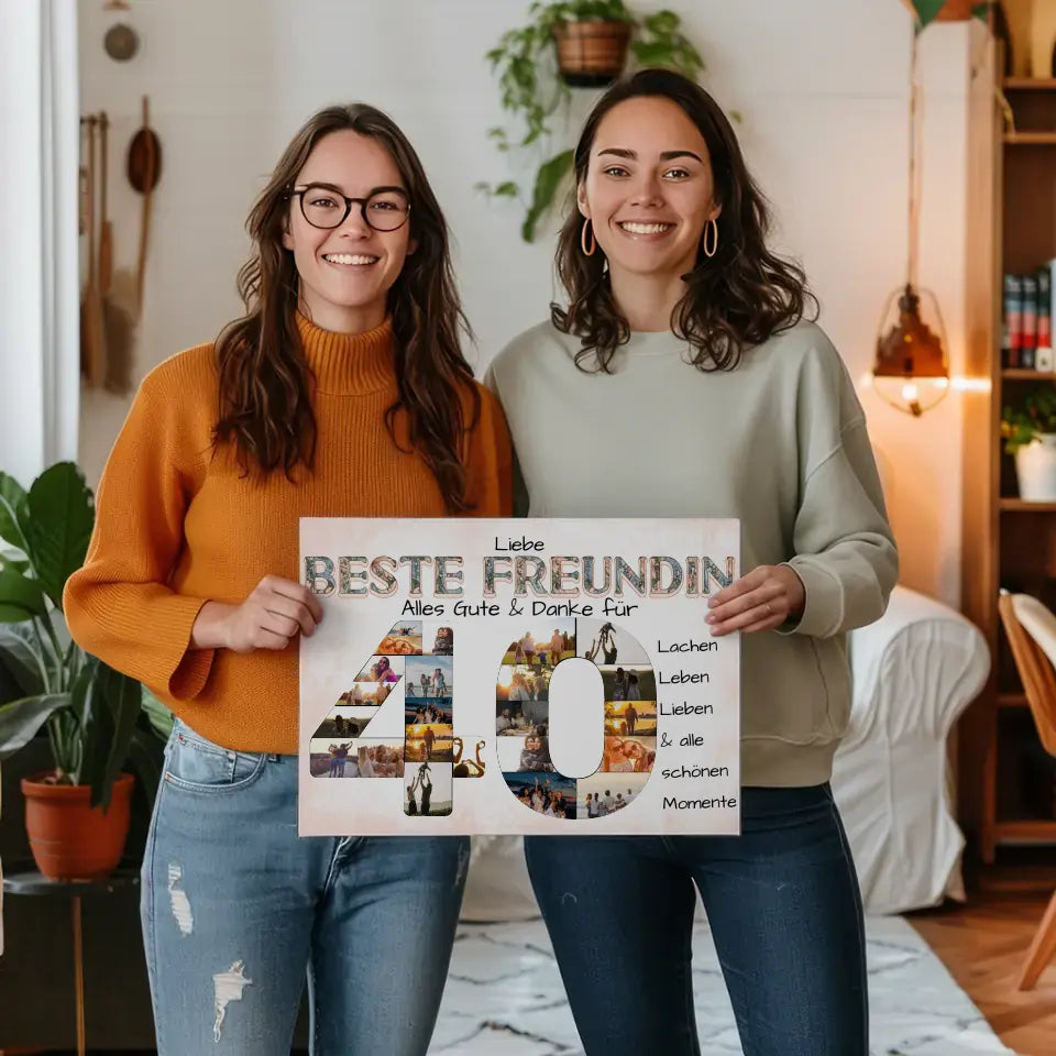 Fotocollage Leinwand zum 40 Geburtstag für Beste Freundin Geschenkidee