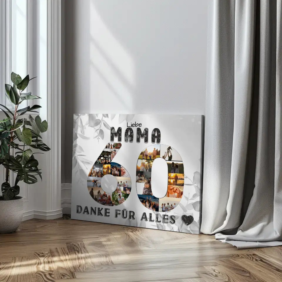 60 Geburtstag Personalisierte Leinwand für Mama Fotocollage