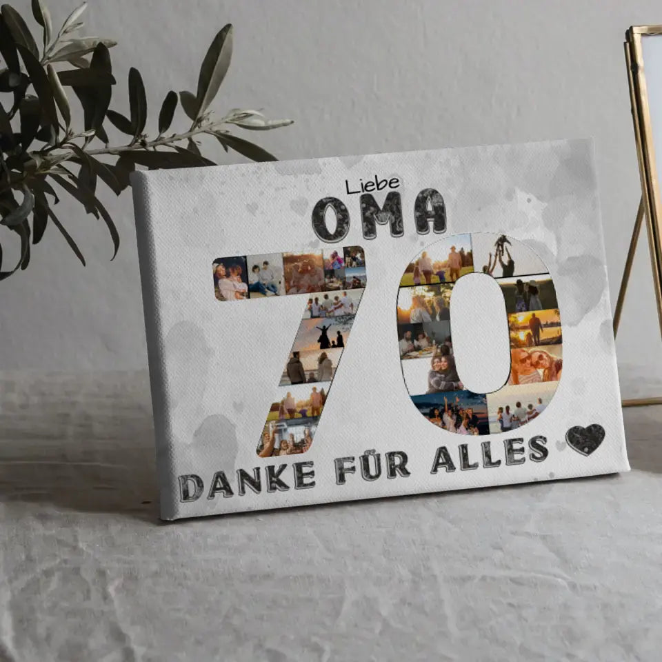 70 Geburtstag Geschenk für Oma Personalisierte Leinwand