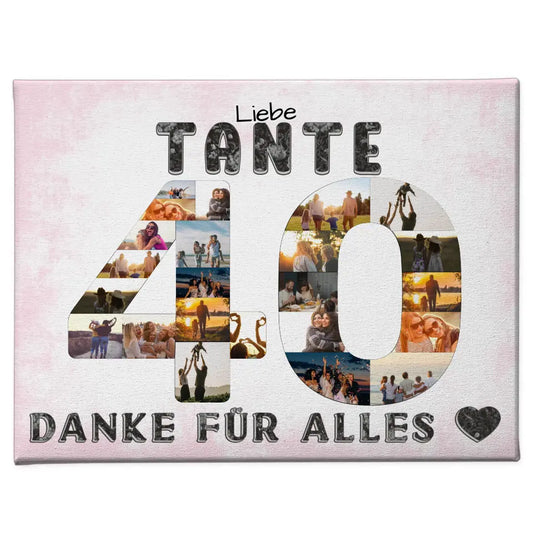 40 Geburtstag Leinwand Geschenk Tante Danke für Alles Fotocollage