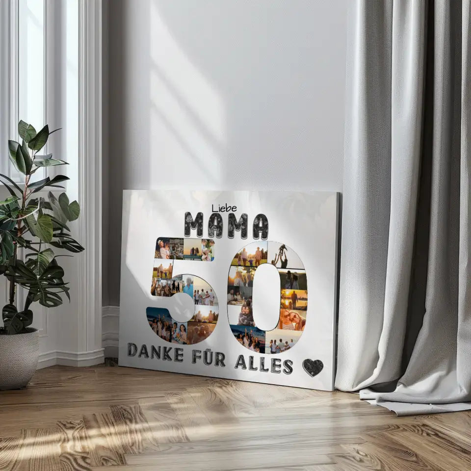 50 Geburtstag Leinwand Geschenk Mama Danke für Alles Fotocollage