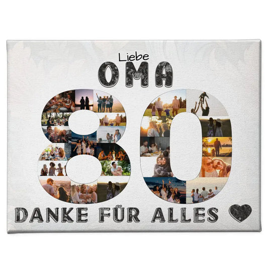80 Geburtstag Danke für Alles Leinwand personalisiert für 1