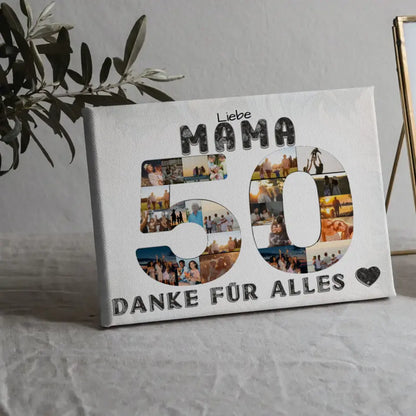 50 Geburtstag Leinwand Geschenk Mama Danke für Alles Fotocollage