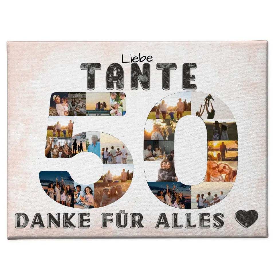 50 Geburtstag Personalisierte Leinwand für Tante Fotocollage