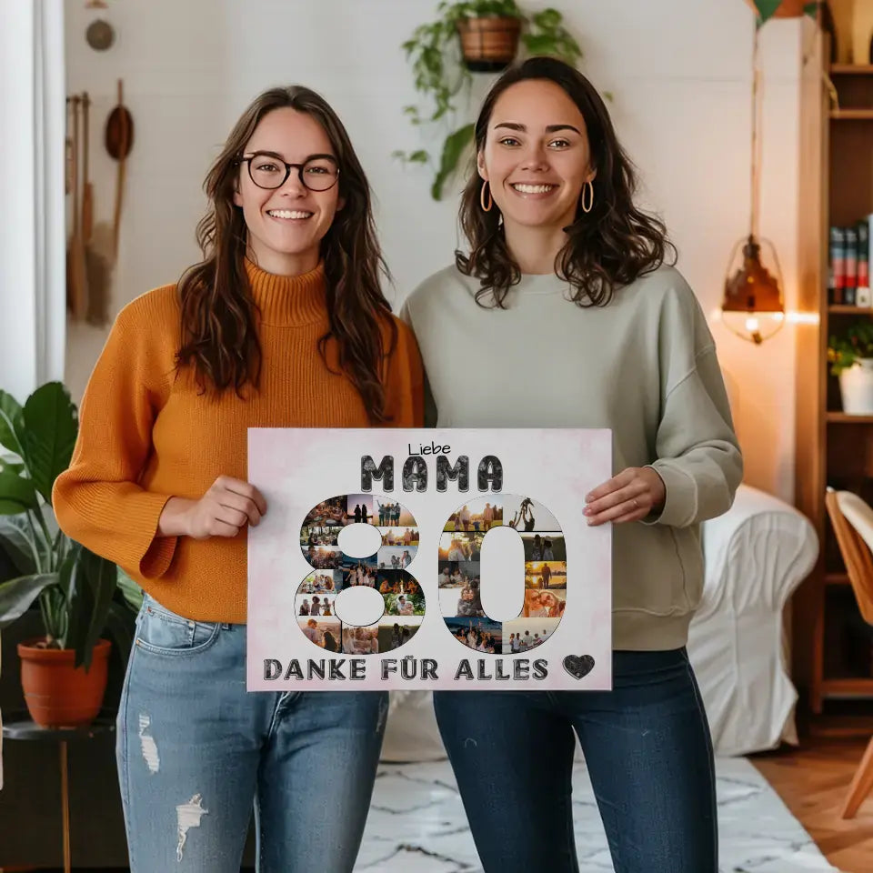 80 Geburtstag Mama Geschenk Personalisierte Leinwand