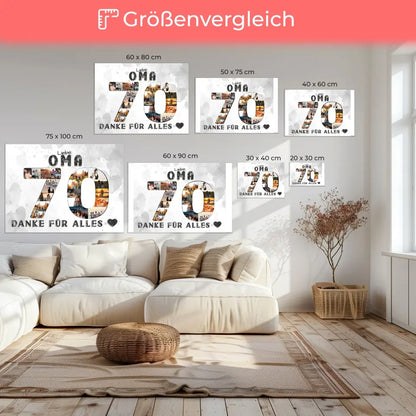 70 Geburtstag Geschenk für Oma Personalisierte Leinwand