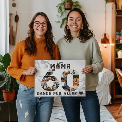 60 Geburtstag Personalisierte Leinwand für Mama Fotocollage