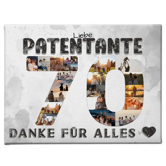 70 Geburtstag Leinwand Geschenk Patentante Danke für Alles Fotocollage