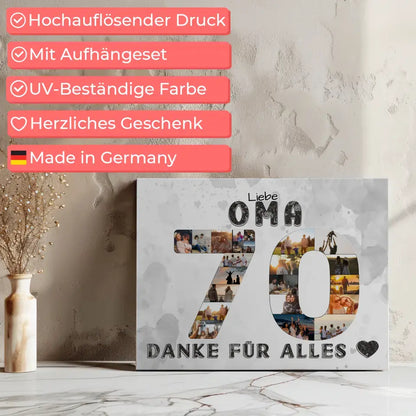 70 Geburtstag Geschenk für Oma Personalisierte Leinwand