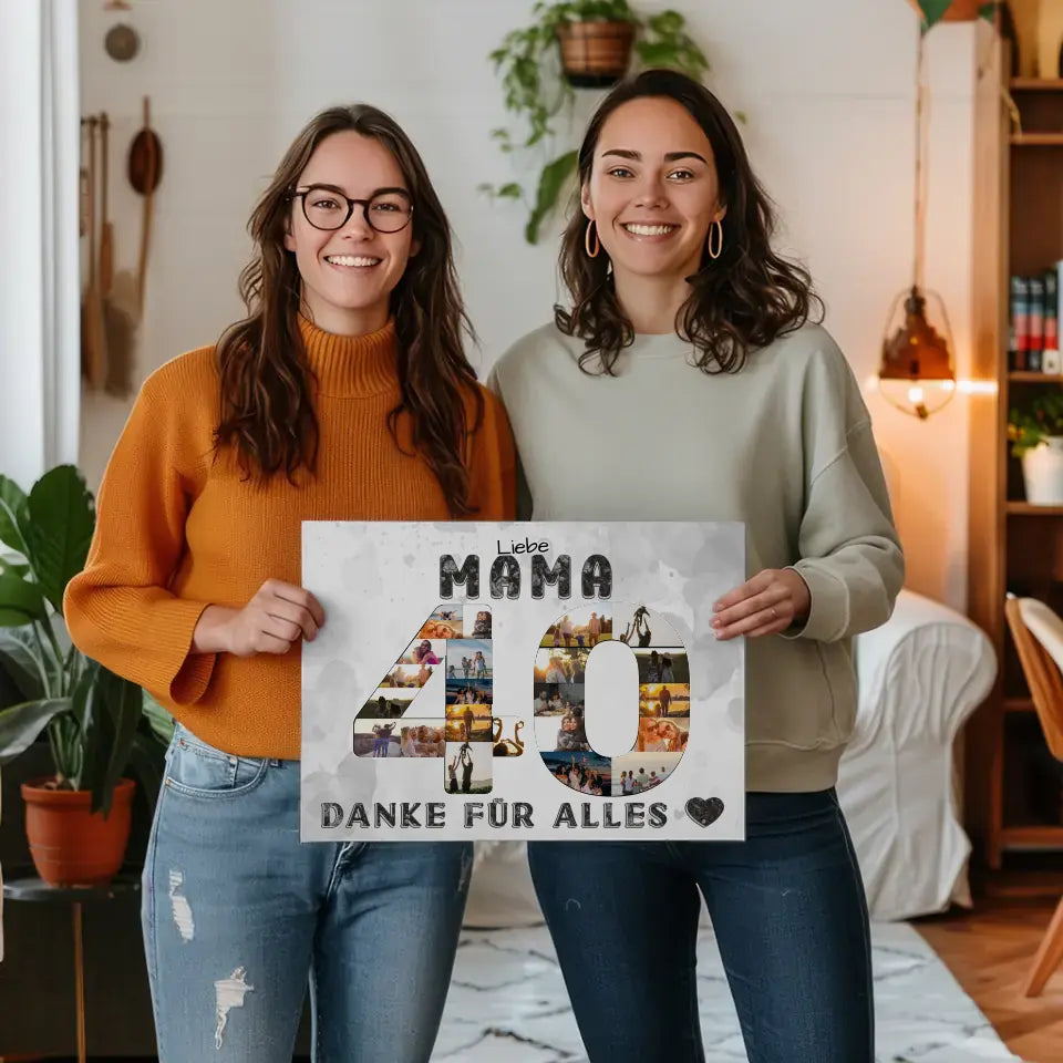 40 Geburtstag Geschenk Personalisiert Mama Leinwand Danke für Alles