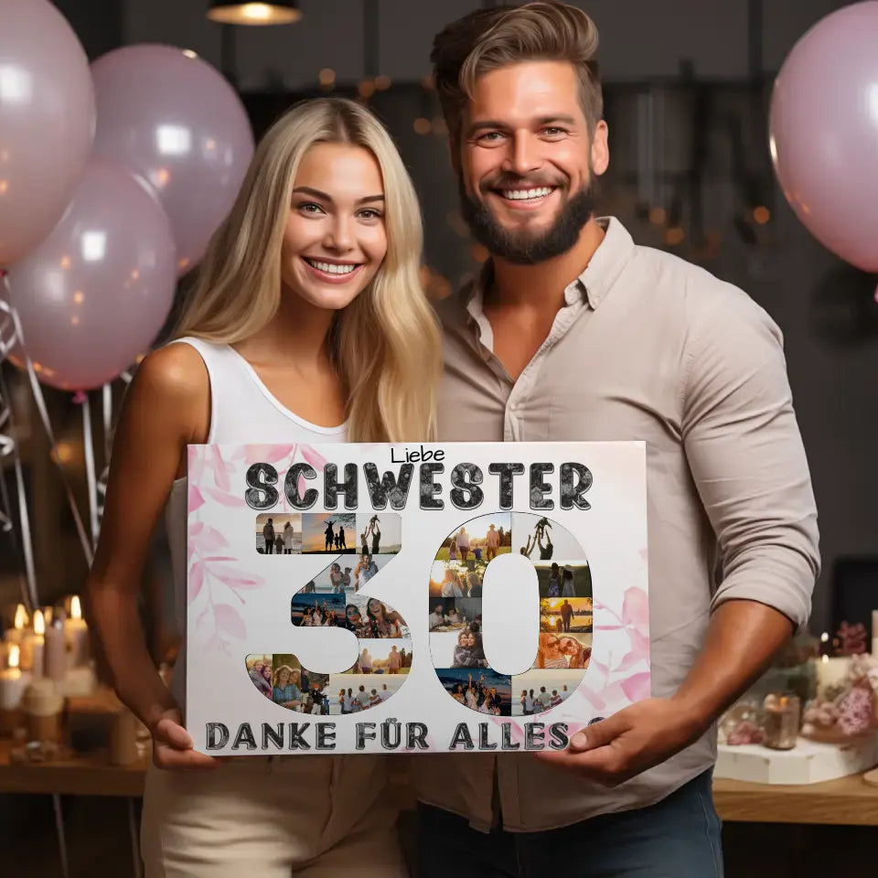 30 Geburtstag Schwester Geschenk Personalisierte Leinwand