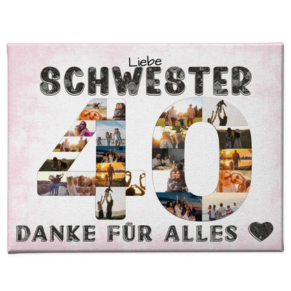 40 Geburtstag Schwester Geschenk Personalisierte Leinwand