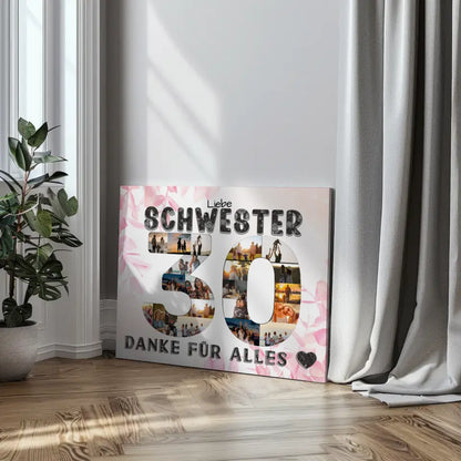 30 Geburtstag Schwester Geschenk Personalisierte Leinwand