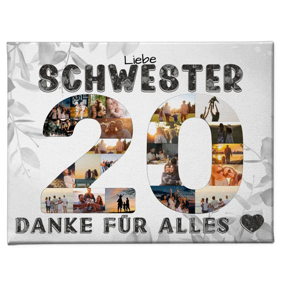 20 Geburtstag Geschenke Leinwand Schwester Danke für alles