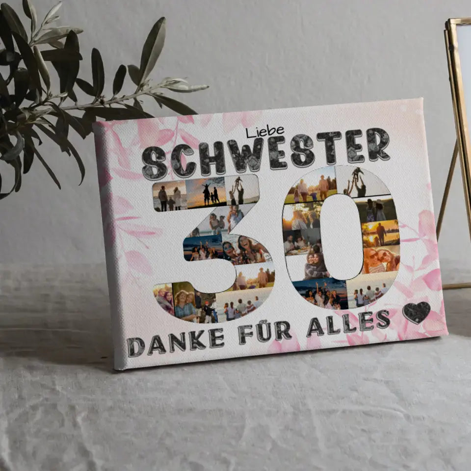 30 Geburtstag Schwester Geschenk Personalisierte Leinwand