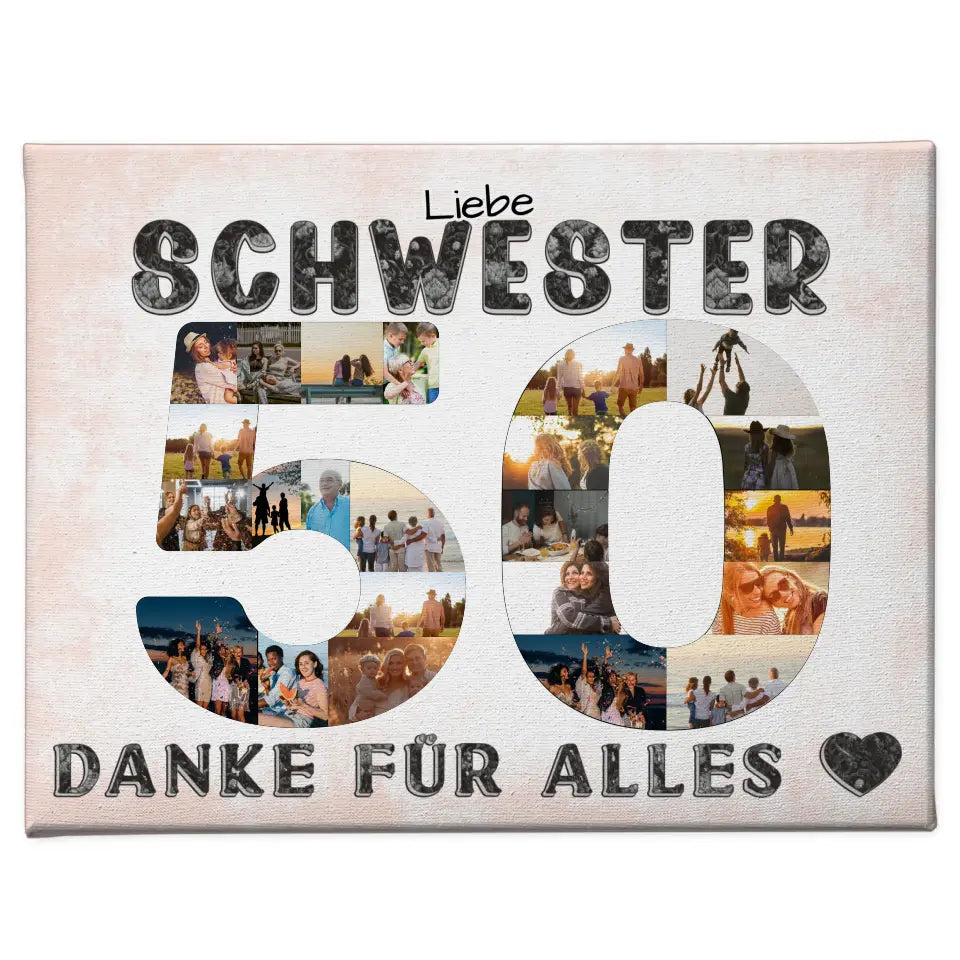 50 Geburtstag Schwester Geschenk Personalisierte Leinwand