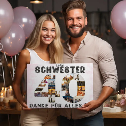 40 Geburtstag Schwester Geschenk Personalisierte Leinwand