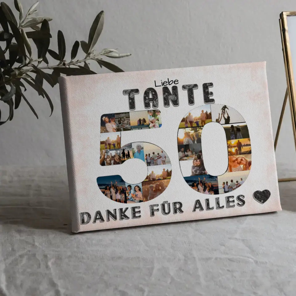 50 Geburtstag Personalisierte Leinwand für Tante Fotocollage