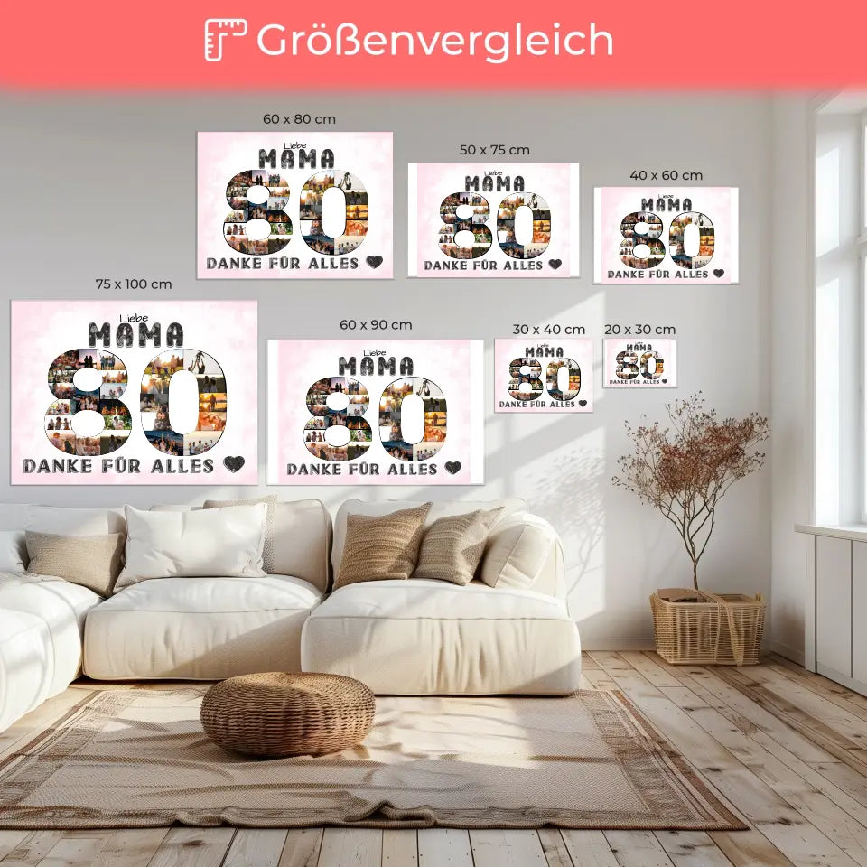 80 Geburtstag Mama Geschenk Personalisierte Leinwand