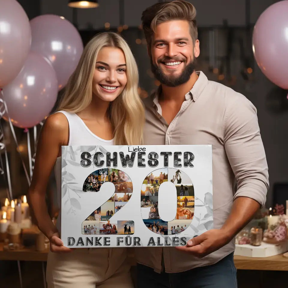 20 Geburtstag Geschenke Leinwand Schwester Danke für alles