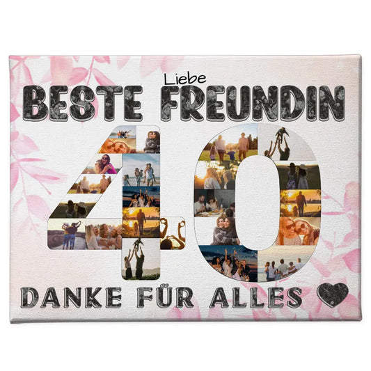 40 Geburtstag Leinwand Geschenk Beste Freundin Danke für Alles Fotocollage