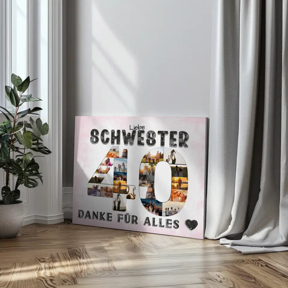 40 Geburtstag Schwester Geschenk Personalisierte Leinwand