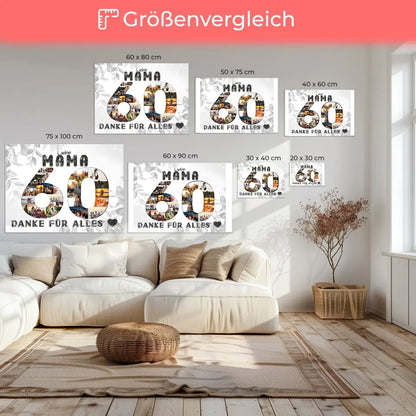 60 Geburtstag Personalisierte Leinwand für Mama Fotocollage