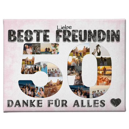 50 Geburtstag Personalisierte Leinwand für Beste Freundin Fotocollage 1