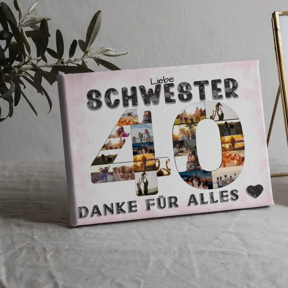 40 Geburtstag Schwester Geschenk Personalisierte Leinwand