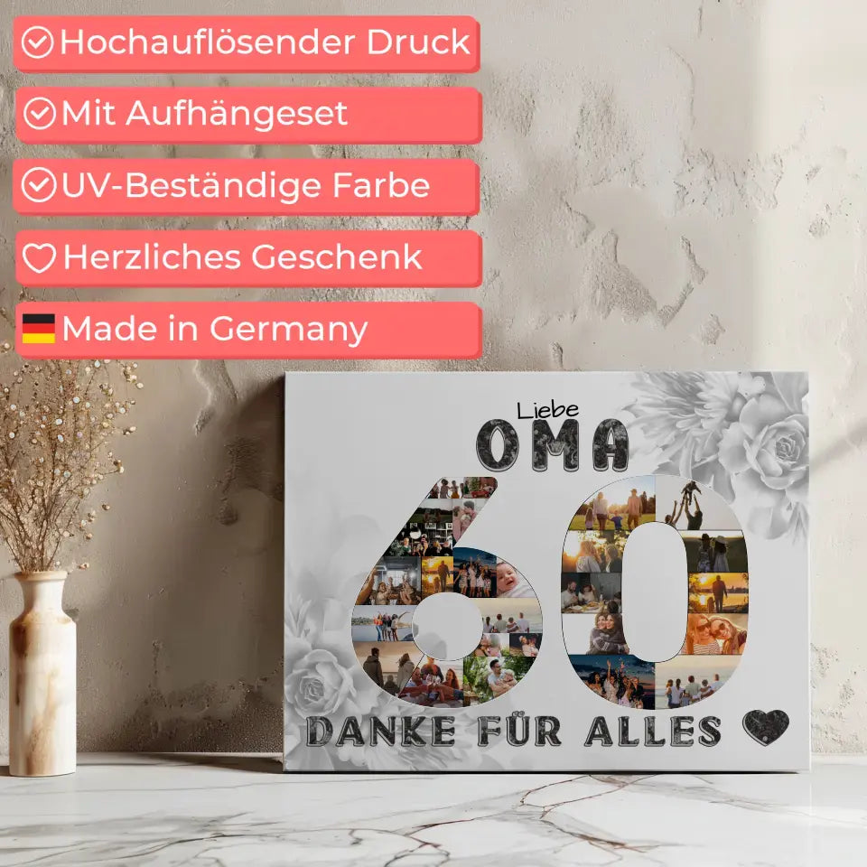 60 Geburtstag Oma Geschenk Personalisierte Leinwand