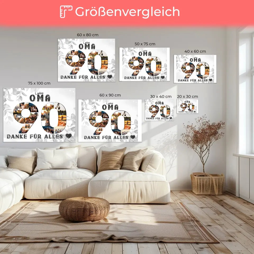 90 Geburtstag Leinwand personalisiert Danke für Alles für